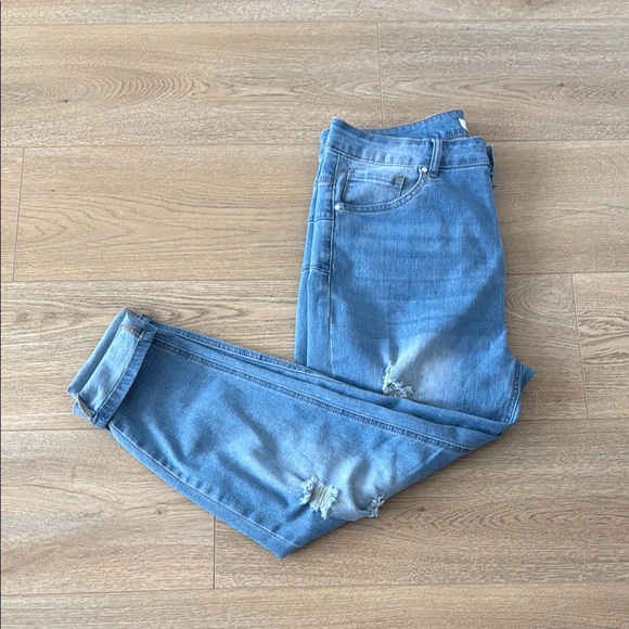 High Rise Jeans Distressed Denim Ankle - Picture 6 of 6